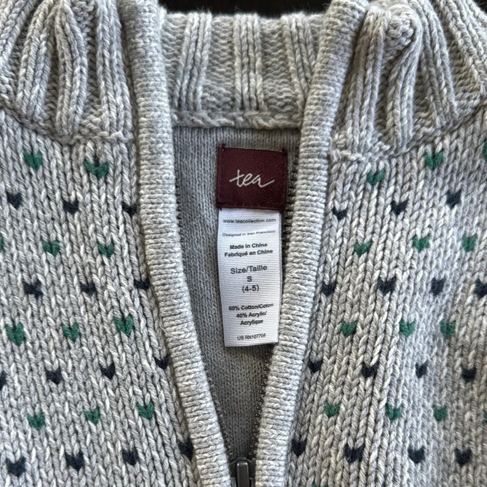 Tea Collection Cozy Gray and Green Knit Sweater - Picture 2 of 2